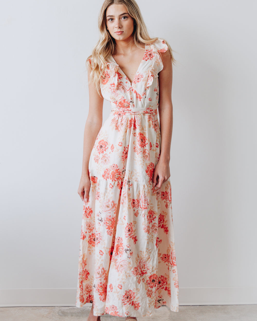 KIVARI Florence Ruffle Sleeve Maxi Dress | City and Stars