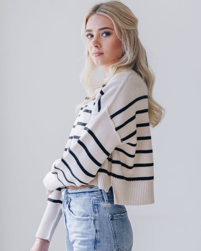 Easy Street Stripe Crop Pullover