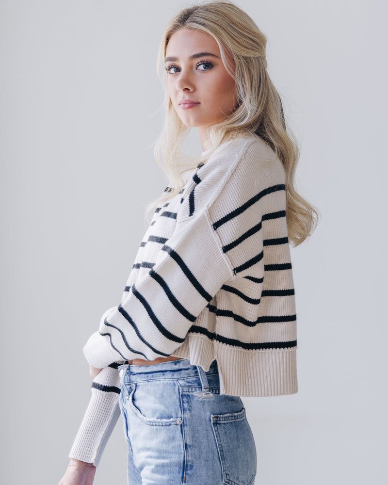 Easy Street Stripe Crop Pullover