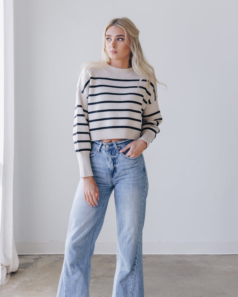 Easy Street Stripe Crop Pullover