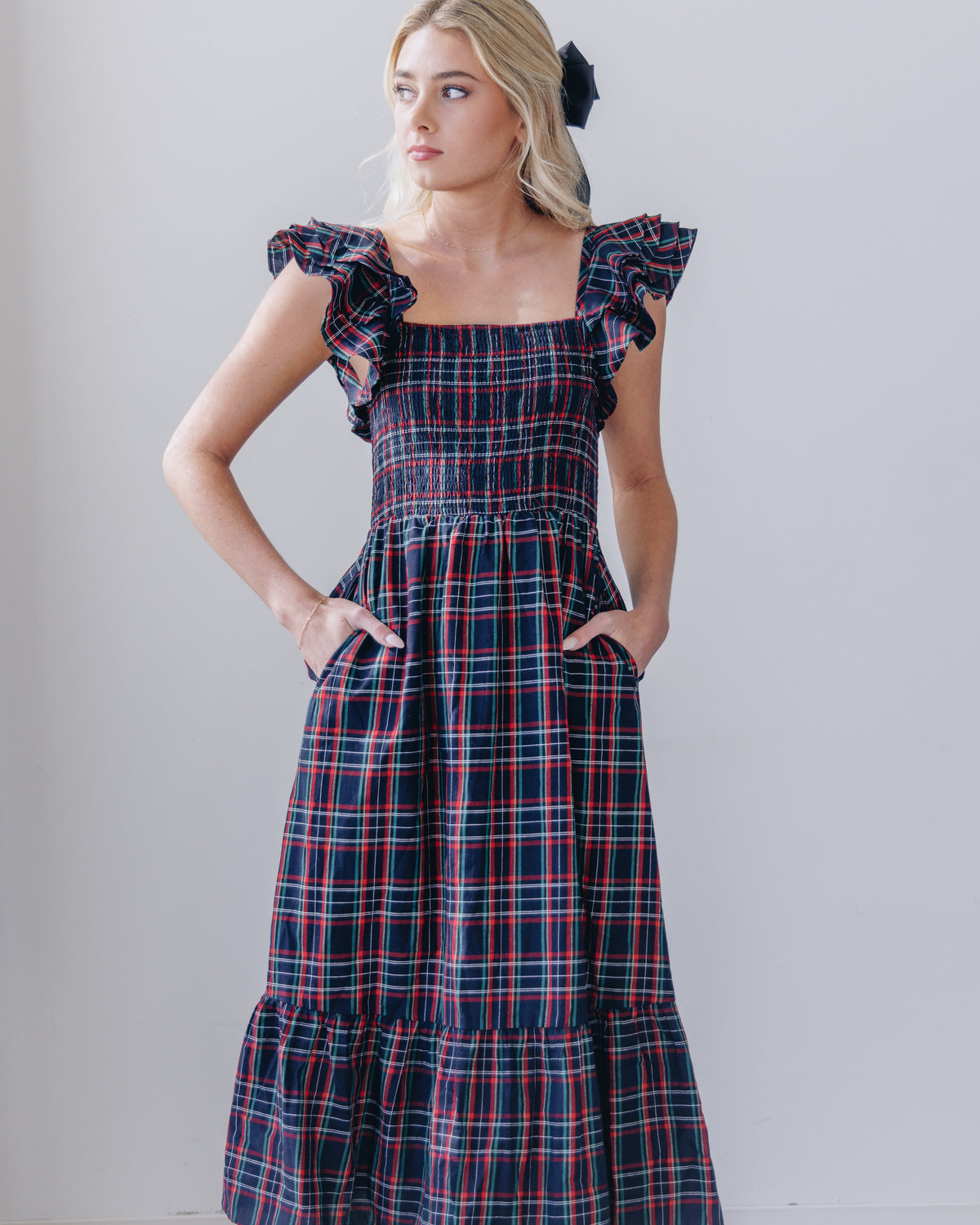 Caroline Plaid Midi Dress