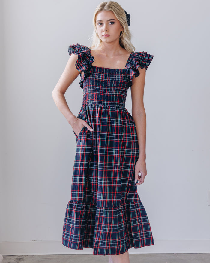 Caroline Plaid Midi Dress