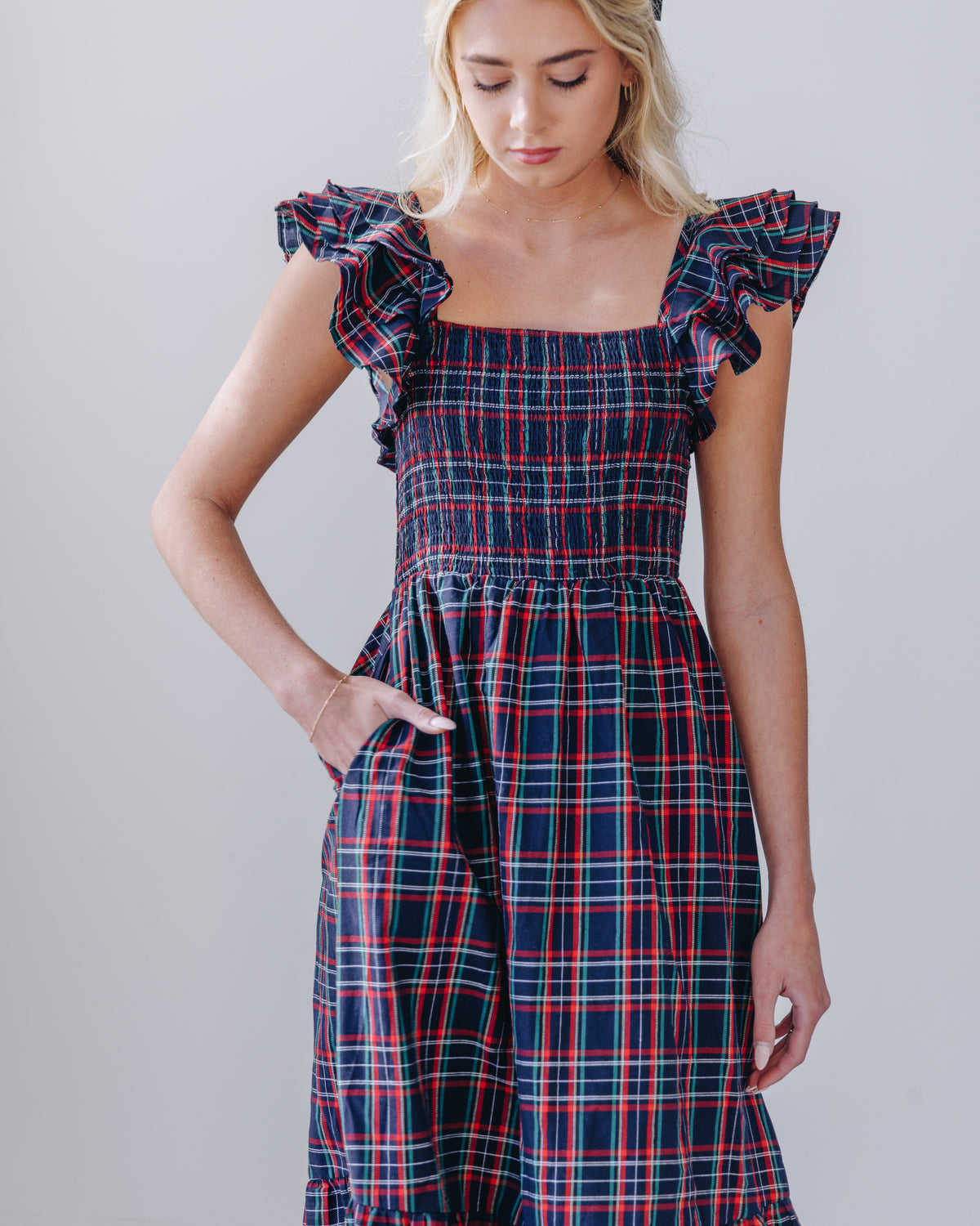 Caroline Plaid Midi Dress