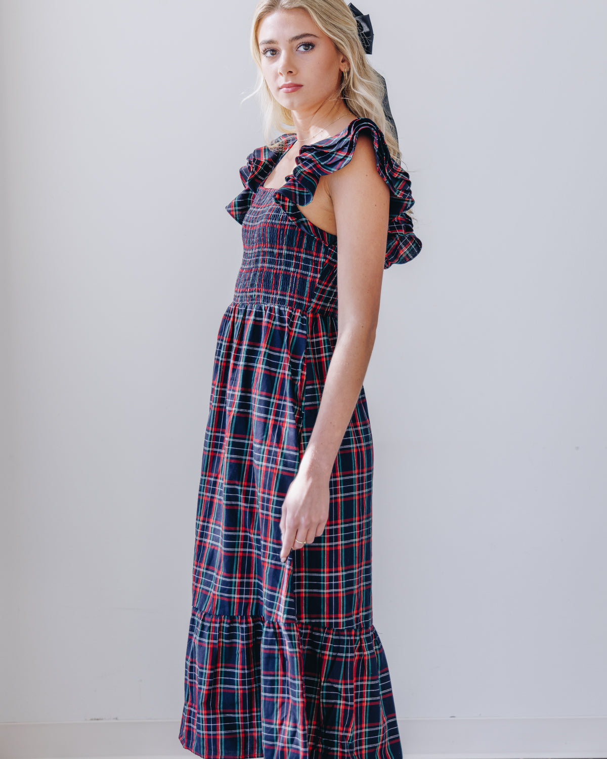 Caroline Plaid Midi Dress